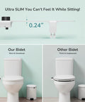 Ultra Slim Toilet Bidet Attachment With Dual Detachable Nozzles Self Cleaning Mode comparison with regular bidet on toilets