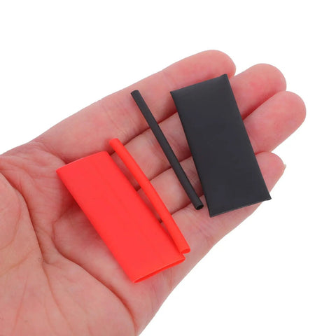 Ultimate Ounona Pe Heat Shrink Wrap Cable Insulation Sleeve Kit With Multiple Sizes And Quick Shrink Tech For Automotive Industrial Wiring Protection Box, red and black sleeves in hand