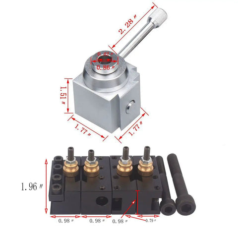Tabletop Mini Lathe Quick Change Tool Post And Holders Kit For DIY Machinists, Multifid Tool Holder Set With Reconfigurable Magazine, High Positioning Accuracy Within 0.01mm, Easy Tool Change For Precision Milling