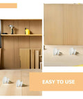 10 Pack Round Wood Cabinet Knobs Single Hole White Drawer Pulls on workbench with tools in a rustic kitchen setting.