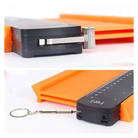 Digital Caliper, Contour Gauge Copy Tool with Lock 6/10 Inch showing lock mechanism and measurement markings in black and orange.