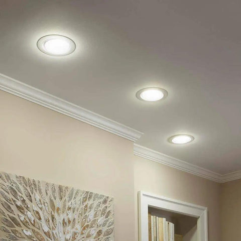 Recessed lighting showcasing 75W Equivalent BR40 Dimmable LED Light Bulb Soft White 2-Pack That Slashes Energy Use by 83 Percent