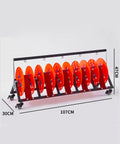Heavy Duty Wire Spool Organizer With Wheels Foldable 5 Axis Reel Dispenser And Spool Rack showcasing dimensions