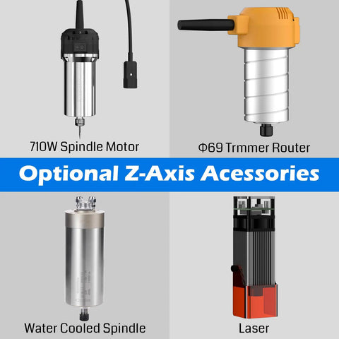Optional Z-Axis accessories for 4x4 CNC Router Kit With Dual Z Axis And Closed Loop Motors for wood and metal carving.