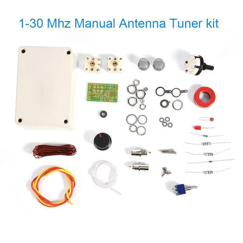 1-30 MHz Manual Antenna Tuner Kit For HAM Radio QRP DIY Project components spread out for assembly