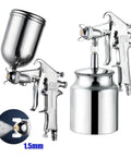 Heavy Duty F-75 Spray Gun With Aluminum Cup And Silver Handle For Car Auto Bodywork Or Furniture Painting Adjustable Nozzle Control close-up view