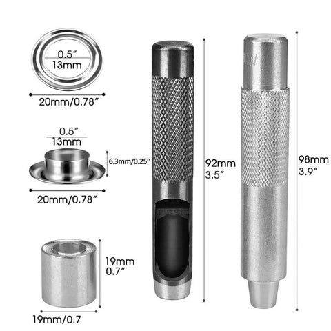 Grommets One Half Inch Heavy Duty Metal Eyelets Kit For Fabric Curtains Tents And Boat Covers Repair Hammer On Grommet Set Dimensions