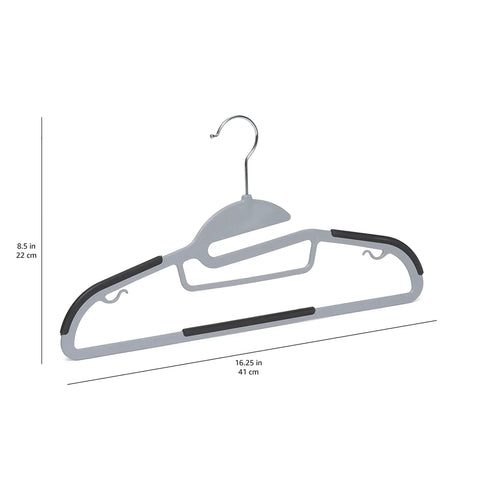 Slick Space Saving Wardrobe Game Changer Set Featuring Heavy Duty Non Slip Rubber Coated Plastic Hangers And Smooth 360 Swivel Hooks In Versatile Gray Bulk Pack Of Fifty For Hassle Free Clothing Storage