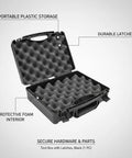 Grab And Go Portable Plastic Tool Box With Locking Latches showing protective foam interior and durable latches