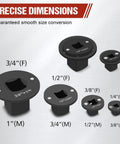 2026 Upgraded Low-Profile Impact Socket Adapter Set Lets You Get Into Tight Spots With Ease. 4-Piece Drive Reducer Kit Fits 1/4 To 3/8, 3/8 To 1/2, 1/2 To 3/4, And 3/4 To 1 Inch For Quick Fixes On Any DIY Project., black chrome vanadium impact socket adapters with labeled drive sizes