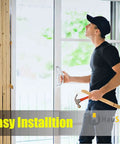 Man installing Sliding Patio Door Handle Set With Lock And Key Cylinder, Mortise Lock, Face Plate, Complete Replacement