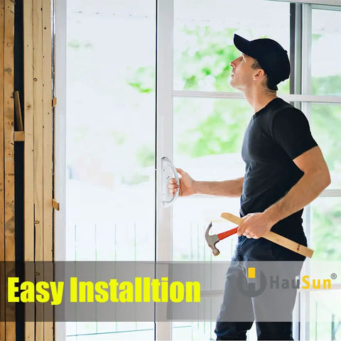 Man installing Sliding Patio Door Handle Set With Lock And Key Cylinder, Mortise Lock, Face Plate, Complete Replacement