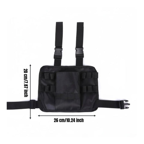 No Nonsense Heavy Duty Tool Leg Holster With Multi Compartment Elastic Loops For Quick Wrench Pliers And Screwdriver Access, black nylon design.