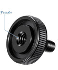 Two Pack Thumb Screw Camera Quick Release Adapter 1/4-20 Female To Male Thumbscrew with rubber pads and anti slip washers side view