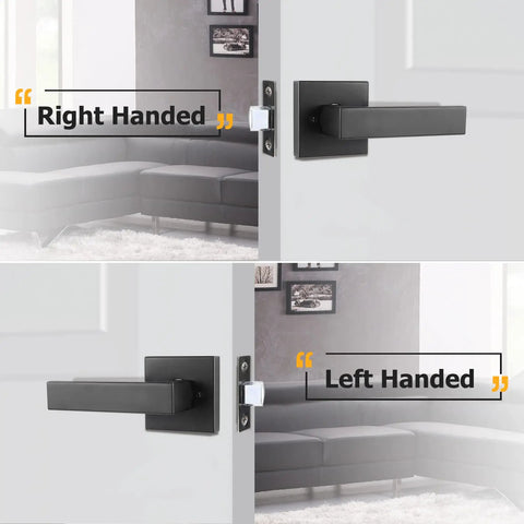Matte Black Front Door Handle Set With Reversible Lever For Right Or Left Handed Exterior Doors Fits Most Standard Sized Doors