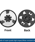 Front and back view of Centrifugal Clutch For Go Karts And Mini Bikes Three Quarter Bore 10 Tooth With 40 41 420 Chain in steel.