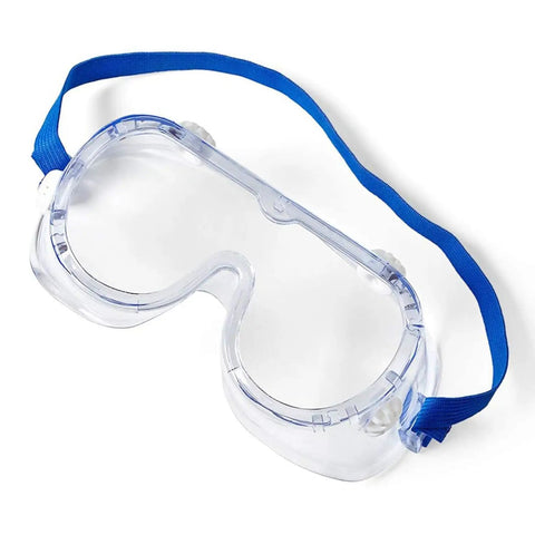 Kid Friendly Safety Goggles For Science And School Projects, lightweight protective eyewear, clear lenses, blue strap.