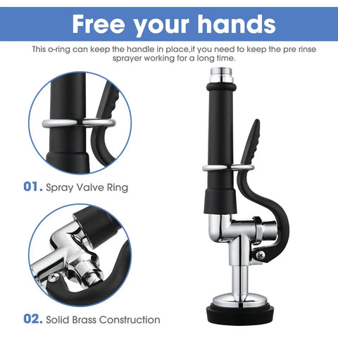 Built Tough Commercial Kitchen Pre Rinse Sprayer 2 Pack Heavy Duty 1.42 Gpm Dishwasher Sprayer Head replacement with ergonomic grip and brass construction.