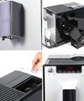 All In One Fully Automatic Espresso And Coffee Maker With Built In Grinder, 15 Bar Pump, 1.2L Water Tank, silver and black finish