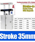 Tough Dual Rod Pneumatic Air Cylinder With Guided Double Acting Piston And Snappy 35 Millimeter Stroke Plus 10 To 32 Mm Bore Options For Hassle Free Industrial Repairs, showing stroke measurement.