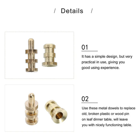 Detail view of 20 Sets Table Leaf Dowel Pins And Bolt Sleeve Connectors For Furniture Alignment 8x10x30mm Metal Dowels Kit