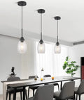 Black Seeded Glass Mini Pendant Light Adjustable Pendant Fixtures With Handblown Seeded Glass Shade For Dining Table Kitchen