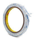 Double Sided Tissue Tape 0.39 Inch By 32.8 Feet Thin Craft Tape for envelops, balloons and DIY projects, side view.