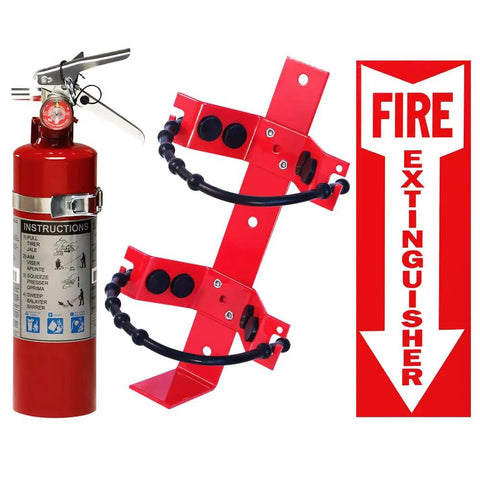 2 Pack 2.5 LB ABC Fire Extinguisher With Heavy Duty Bracket And Visibility Sign For Cars Trucks Boats And Shops.