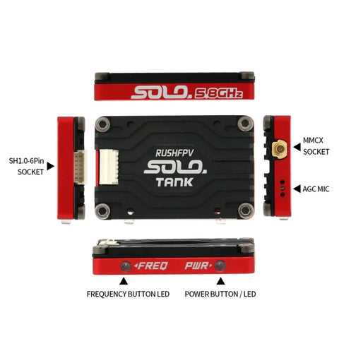 Top view of 5.8G VTX Video Transmitter 1.6W High Power With Built In Microphone, Compact CNC Shell, Long Range RC FPV