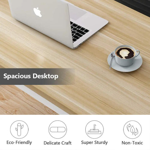 47 Inch Modern Computer Desk With Metal Legs, Wide 23.6 Inch Desktop And Spacious Leg Room, Stable On Uneven Floors, Light Walnut Finish, The Go To Home Office Table For Studying Writing And Everyday Computing