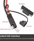 Beefy 1Ft MC4 To SAE Solar Adapter Cable With Polarity Reverse Connector 10AWG Tinned Copper Wire showing SAE interface