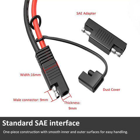 Beefy 1Ft MC4 To SAE Solar Adapter Cable With Polarity Reverse Connector 10AWG Tinned Copper Wire showing SAE interface