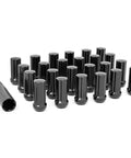 24 Piece Lug Nut Set M14x1.5 Bulge Acorn Style Black Lug Nuts With Socket Key Corrosion Resistant For Aftermarket Wheels