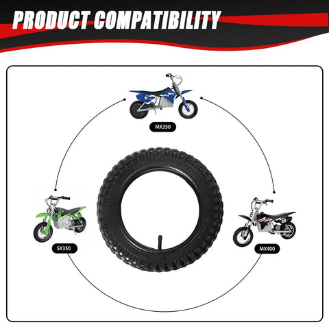 12.5x2.75 Tire And Inner Tube Set For Razor Dirt Bikes And Mini Scooters 2 Pack Fits MX350 SX350 MX400 models