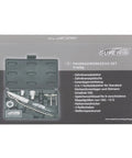 Package of Bike Tool Kit On The Go With Essential 8 To 10 Piece Set including freewheel remover and chain whip in grey case.