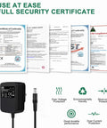 Reliable 9V AC Adapter Replacement For Alesis Command Mesh Kit with safety certifications and icons