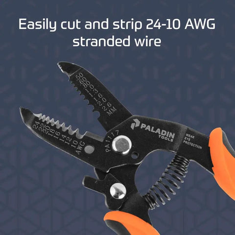 Heavy Duty Wire Stripper And Cutter For 10 To 24 AWG Solid And Stranded Wires Pro Grade Electrical Tool With Comfortable Grip