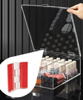 16 Pack Clear Self Adhesive Plastic Hinges With Heavy Duty Grip For Seamless Plexiglass And Acrylic Projects Featuring Easy Peasy Install and Slick Folding Action Perfect For Aquarium Lids Cabinet Makeovers And Furniture Tweaks shown on a transparent nail polish organizer.