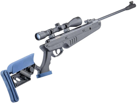 TG-1 Break Barrel Nitro Piston Air Rifle 177 Caliber With 4x32 Scope Adjustable Stock Black And Blue