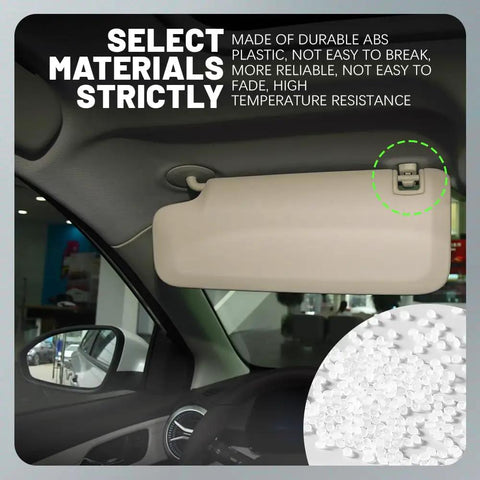 2 Pack Sun Visor Clips For Cars And Trucks, Durable ABS Visor Retainer Clips, in use on a car sun visor, beige interior