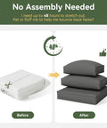 Thick Outdoor Patio Cushions Set Of 4 For All Weather Furniture shown before and after 48-hour expansion period