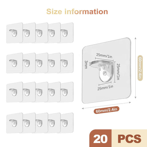20 Pack Legit Heavy Duty Adhesive Shelf Brackets With Rock Solid Self Stick Backing For Kitchen Cabinets And Closets No Sweat Tool Free Install No Drill Hassle, size details.