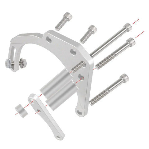 Low Mount Alternator Bracket With Double Hump Heads Adjustable Billet Kit For Small Block Chevy SBC 305 327 350 V8 exploded view.