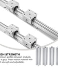 Four Pack Beefy Aluminum T Slot Profile 150mm Rails For DIY CNC, 3D Printer Frames, Workbenches And Industrial Framing Systems, Heavy Duty, Smooth Finish, Durable And Versatile For Quick, Easy Assembly shown with linear rail blocks