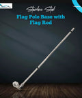 Rail Mount Flag Pole Base Set With 12 By 18 Inch American Flag, 304 Stainless Steel, Corrosion Resistant, Polished Finish