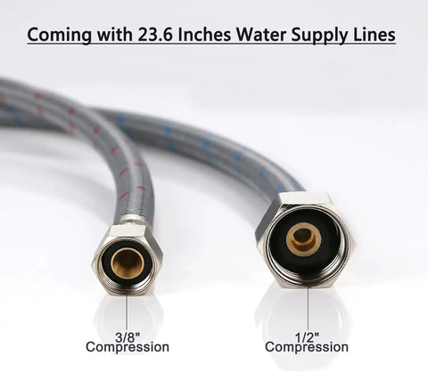 23.6-inch water supply lines for Brushed Nickel Kitchen Faucet With Side Sprayer And High Arc Two Handle Design