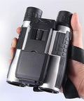 Person holding 12x32 HD Binocular Telescope With A Dope 5MP Digital Camera, 2.0 Inch LCD, Full HD 1080p Video And Still Capture