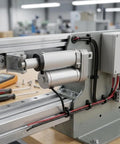 Heavy Duty 12V DC Linear Actuator Serving A Rock Solid 900 Newtons Of No Sweat Push Pull Movement With Waterproof Aluminum Housing And Mounting Brackets For Smooth Small Automation Builds, showing close-up of actuator on linear track.