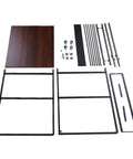 Built Tough Heavy Duty Rolling Workbench Cart With Filament Spool Rack And Solid Beech Top parts laid out for assembly.