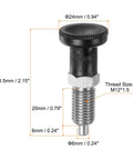 2 Pack Push Fit Ball Nose Spring Plunger M12x1.5 Thread 6mm Pin Shaft Stainless Steel Return Knob with dimensions